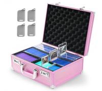 Toploader Storage Box for 3" X 4" 35pt Rigid Cards, Trading Card Storage Box with Combination Lock, Sports Card Case with Removable Dividers for One Touch, Graded Holder (Holds 600+ Toploaders, Pink)