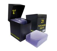 Toploaders 130PT + Black Deck Box - Pack 21 Toplaoders for Trading Cards with Auto-Patch Relics or Football or Basketball Signatures - Protect and Store Your Sports Cards with Goatward