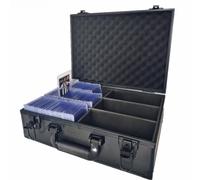 Toploaders Storage Box Hold 600+ 35PT 3"x4" Standard Toploaders, Hard Aluminum Alloy Top Loader Storage Case, Trading Card Storage Box Hold 2000+ Cards for Sports Cards (Black, Large)
