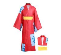 TopLong Monkey D Luffy Kimono One Piece Anime Cosplay Costume Wano Country Dress Deluxe Dress (X-small, red)