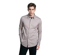 TopLook London Men's Mens Smart-Casual Button-Down Shirt - 100% Cotton Regular Fit Semi-Formal Shirt in Pale Grey | Size: 3XL TopLook London Pale Grey 3XL