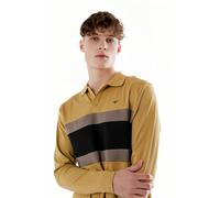 TopLook London Men's Multicolored Stripe Polo Shirt Cotton Long Sleeve Top in Gold | Size: Small TopLook London Gold S
