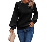 Toplop Damen Pullover Winter Rundhals: Herbst Outdoor Jumper Retro Sweatshirt Vintage Mode Langarmshirt Lässig Pulli Warm Damenpullover Kuschelpullover Wickelpullover