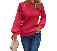 Toplop Damen Pullover Winter Rundhals: Herbst Outdoor Jumper Retro Sweatshirt Vintage Mode Langarmshirt Lässig Pulli Warm Damenpullover Kuschelpullover Wickelpullover