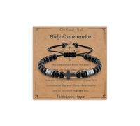 Toplstud Confirmation First Holy Communion Gifts for Boys, Black Cross Bracelets for Boys, Religious Christian Jewellery Present for Son Grandson Godson (Holy Communion)