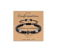 Toplstud Confirmation First Holy Communion Gifts for Boys, Black Cross Bracelets for Boys, Religious Christian Jewellery Present for Son Grandson Godson (Confirmation)