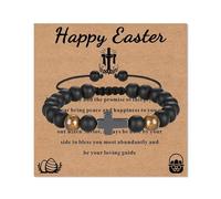 Toplstud Easter Gift for Kids, Easter Basket Stuffers for Boys, Cross Bracelets Black Beaded Rope Bracelet for Son Grandson Christian