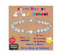 Toplstud First Day at School Gift for Girls, Stainless Steel Amazonite Bracelets, First Day of School Gifts for Daughter Granddaughter Niece