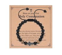Toplstud First Holy Communion Gift for Boys - Cross Bracelets for Boys, Holy Communion Gifts for Son Grandson Nephew - Black Beaded Rope Bracelets - Religious Christians Jewellery Gifts