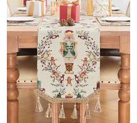 TOPLUXE Christmas Table Runner with Tassels, Chenille Table Runner for Dining Room Festival Decoration (33x274cm, Carton)