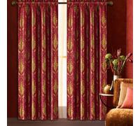 TOPLUXE Damask Curtains for Windows, Blackout Curtains 132x213cm for Bedroom Living Room Kitchen, 2 Panels with Tiebacks, Rod Pocket (Red)