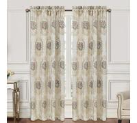 TOPLUXE Floral Curtains for Windows, Blackout Curtains for Bedroom Living Room Kitchen, 2 Panels Beige Drapes with Tiebacks, Rod Pocket 132x213cm