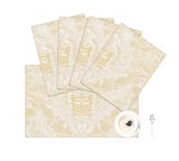 TOPLUXE Placemats 30x45cm, Jacquard Table Mats for Dining Room/Restaurant/Banquet/Festival Decoration (Set of 4, Light Gold)