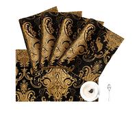 TOPLUXE Placemats 30x45cm, Luxury Table Mats for Dining Room/Restaurant/Banquet/Festival Decoration (Set of 4, Black)