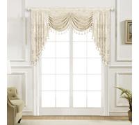 TOPLUXE Swag Valance for Windows, Classic Waterfall Valance with Tassels, Short Curtain for Bedroom Living Room Kitchen (Width 150cm, Light Champagne)