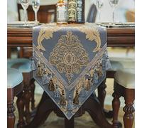 TOPLUXE Table Runner with Tassels, Luxury Table Runner for Dining Room/Restaurant/Banquet/Festival Decoration (33x274cm, Grey Blue)