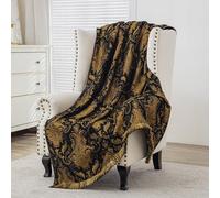 TOPLUXE Throw Blanket, Classic Throws for Sofas, Damask Jacquard Bed Throw, Decorative Throw with Tassel for Bed Sofa Couch Recliner Chair Living Room Bedroom 132x182cm (Black)