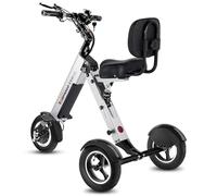 TopMate ES35 Powered Scooter 3 Wheels Foldable Trike with Backrest Seat | Lightweight Electric Scooter with Removable 36V 7.8AH Battery, Reverse & Key Switch for Commute and Travel for Adults