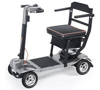 TopMate ES40 Mobility Scooters for Adults Lightweight Collapsible Airline Approved, Foldable Electric Powered Scooter for Seniors with Removable Battery, LED Headlights & Storage Bag - Silver Black