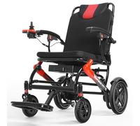 TopMate EW11 Electric Wheelchair for Seniors and Adults Lightweight Foldable, Power Wheelchair Compact and Portable with Dual Motors, Removable 24V 12.5A Battery, Airline Approved for Travel - Red