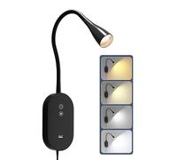 TOPMB Wall Reading Lights for Book in Bed, Reading Lamp with 4 Color Modes 5 Dimmable, CRI 95+ Resembles Natural Sunlight,2A USB Output, Memory Function, 4-Hour Auto Off, Headboard Wall Lamp Black