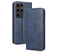 Topme Case Design for Samsung Galaxy S23 Ultra (6.8" Inches) Cover, Leather Phone Case Stylish Textured Card Slot.Blue