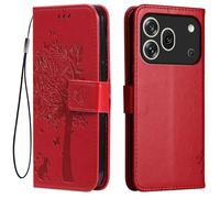 Topme Leather Case for HONOR 600 Pro 5G (6.57" Inches), [cat and Tree Pattern Style Phone Case] - Red