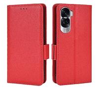 Topme Leather Case for HONOR 90 Lite 5G (6.7" Inches), [simple Lychee Pattern Series Phone Case] - Red