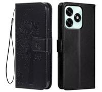 Topme Leather Case for HONOR X5C Plus (6.74" Inches), [cat and Tree Pattern Style Phone Case] - Black