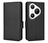 Topme Leather Case for Huawei Pura 80 Pro/Huawei P80 Pro (6.8" Inches), [simple Lychee Pattern Series Phone Case] - Black