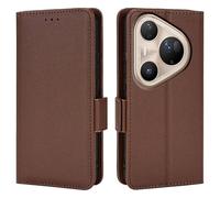 Topme Leather Case for Huawei Pura 80 Ultra/Huawei P80 Ultra (6.8" Inches), [simple Lychee Pattern Series Phone Case] - Brown