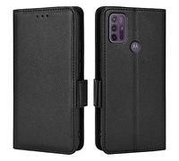 Topme Leather Case for Motorola Moto g10 / G20 / G30 (6.5" Inches), [simple Lychee Pattern Series Phone Case] - Black