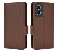 Topme Leather Case for Motorola Moto g34 (6.5" Inches), [simple Lychee Pattern Series Phone Case] - Brown