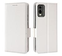 Topme Leather Case for Nokia C32 (6.5" Inches), [simple Lychee Pattern Series Phone Case] - White