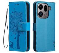 Topme Leather Case for OPPO Find X9 Pro (6.78" Inches), [cat and Tree Pattern Style Phone Case] - Blue
