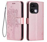 Topme Leather Case for Realme 16 Pro 5G (6.78 Inches), Cat and Tree Pattern Style Mobile Phone Case - Rose Gold