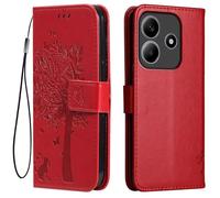 Topme Leather Case for Redmi Note 14 5G (6.67" Inches), [cat and Tree Pattern Style Phone Case] - Red