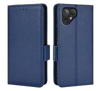 Topme Leather Case for Smartphone, Compatible with Fairphone 5 (6.46" Inches), [simple Lychee Pattern Series Phone Case] - Dark Blue