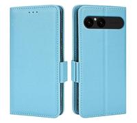 Topme Leather Case for Smartphone, Compatible with Sony Xperia 10 VII (Seventh Generation) (6.1 Inches), Simple Phone Case with Lychee Pattern, Light Blue