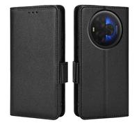 Topme Leather Case for TCL 60 Ultra NXTPAPER 5G (7.2" Inches), [simple Lychee Pattern Series Phone Case] - Black