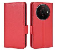 Topme Leather Case for ZTE Blade A76 5G (6.75" Inches), [simple Lychee Pattern Series Phone Case] - Red