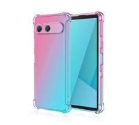 Topme Phone Case for Smartphone, Compatible with Sony Xperia 10 VII (Seventh Generation) (6.1" Inches), Soft TPU Silicone Transparent Color Gradient Mobile Phone Case - Pink Green