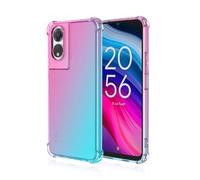 Topme Phone Case for TCL 505 (6.75" Inches), Soft TPU Silicone Transparent Color Gradient Mobile Phone Case - Pink Green