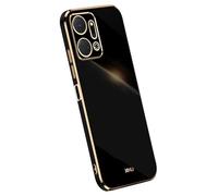 Topme Silicone Case for HONOR X7a (6.75" Inches), [gold Edge Style Phone Case] - Black