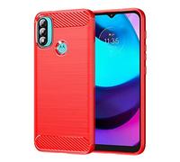 Topme Silicone Case for Motorola Moto e20 / Moto e30 / Moto e40 (6.5" Inches), [brushed Texture Style Phone Case] - Red