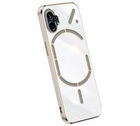 Topme Silicone Case for NothingPhone (1) / NothingPhone 1 (6.55" Inches), [gold Edge Style Phone Case] - White
