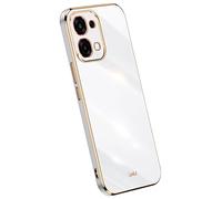 Topme Silicone Case for OPPO A6 Pro 5G (6.57" Inches), [gold Edge Style Phone Case] - White