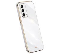 Topme Silicone Case for OPPO A74 (4G) (6.43" Inches), [gold Edge Style Phone Case] - White