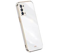 Topme Silicone Case for OPPO Reno6 Pro 5G (6.55" Inches), [gold Edge Style Phone Case] - White