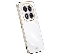 Topme Silicone Case for POCO X7 5G / Redmi Note 14 Pro 5G (6.67" Inches), [gold Edge Style Phone Case] - White